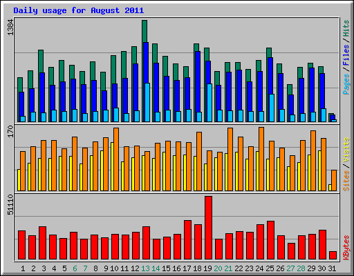 Daily usage for August 2011
