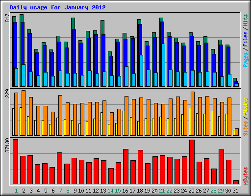 Daily usage for January 2012